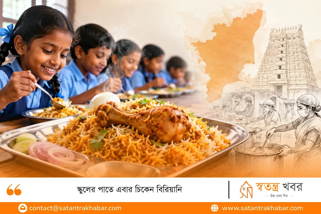 স্কুলের পাতে এবার চিকেন বিরিয়ানি