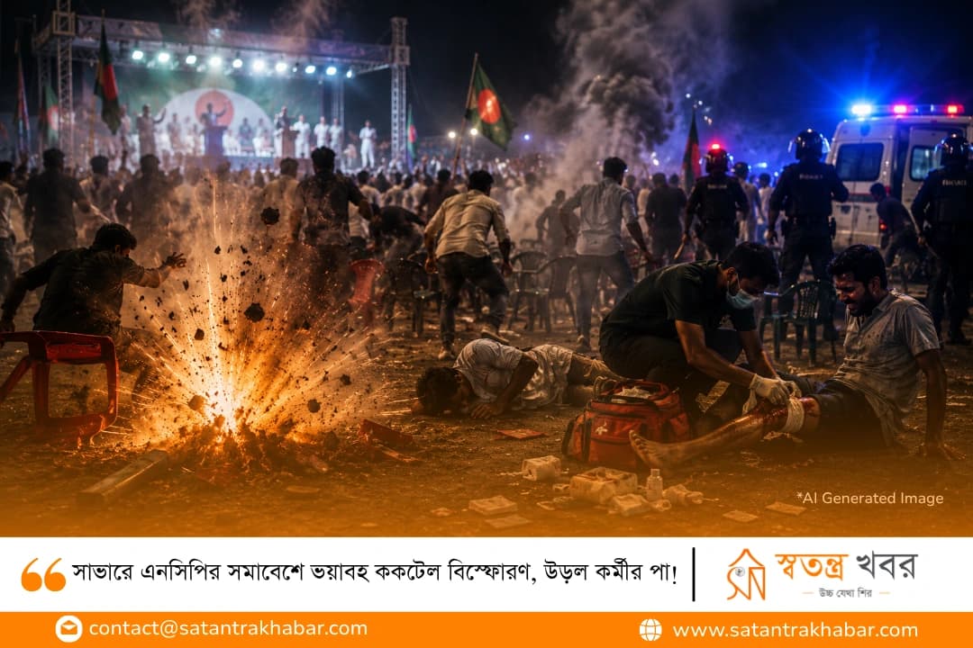 সাভারে এনসিপির সমাবেশে ভয়াবহ ককটেল বিস্ফোরণ, উড়ল কর্মীর পা! 