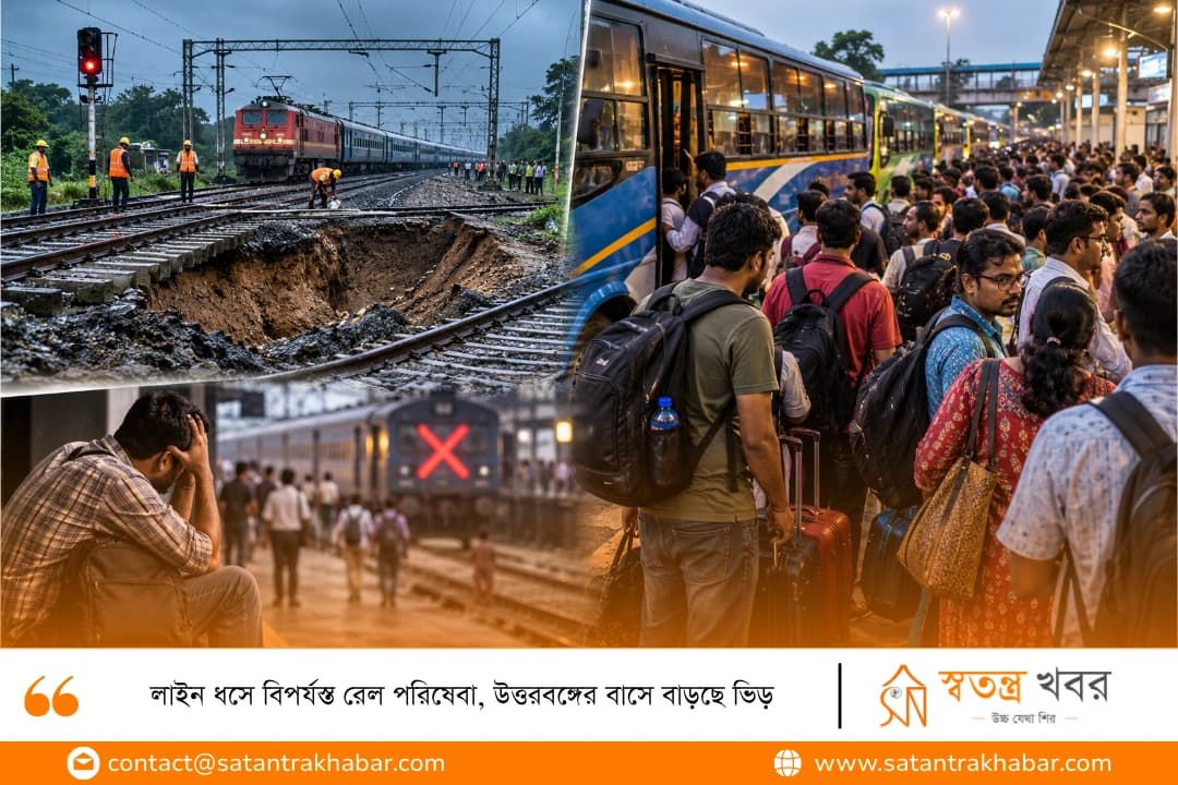 লাইন ধসে বিপর্যস্ত রেল পরিষেবা, উত্তরবঙ্গের বাসে বাড়ছে ভিড়