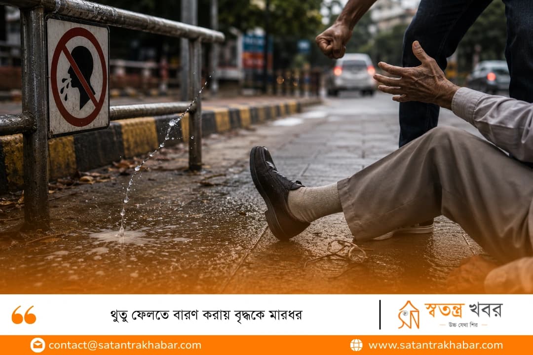 থুতু ফেলতে বারণ করায় বৃদ্ধকে মারধর