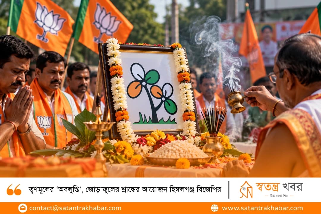 তৃণমূলের ‘অবলুপ্তি’, জোড়াফুলের শ্রাদ্ধের আয়োজন হিঙ্গলগঞ্জ বিজেপির