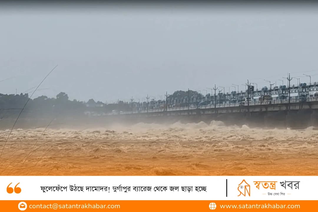 ফুলেফেঁপে উঠছে দামোদর! দুর্গাপুর ব্যারেজ থেকে জল ছাড়া হচ্ছে