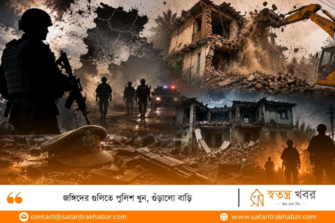জঙ্গিদের গুলিতে পুলিশ খুন, গুঁড়ালো বাড়ি